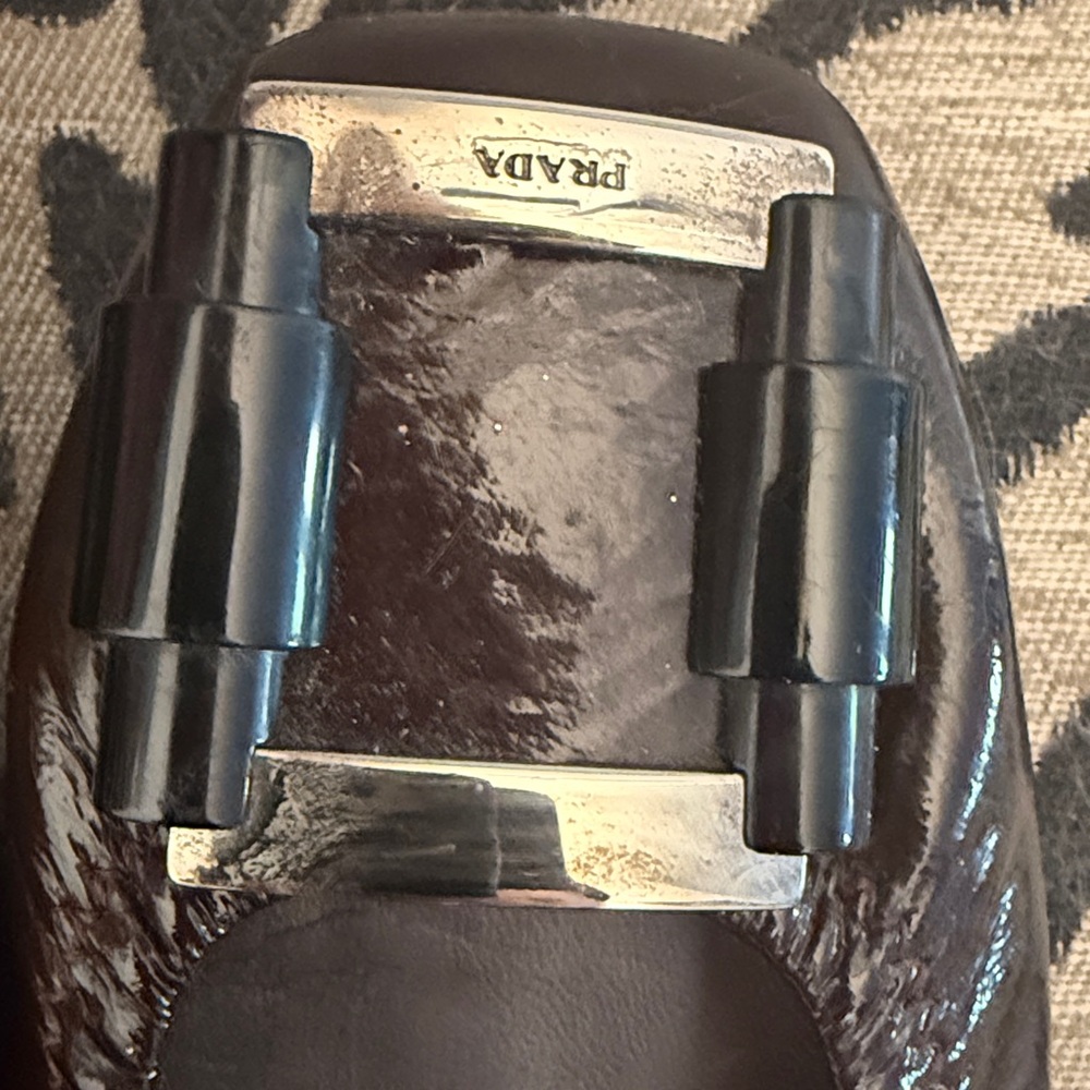 Prada Brown Flats with Silver Accents - Picture 12 of 13